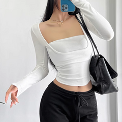 Square Collar Cropped Top