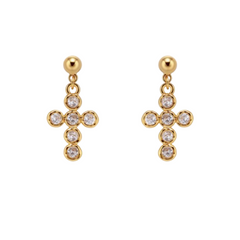 Diamante Cross Earrings - Pair