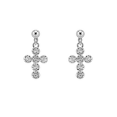 Diamante Cross Earrings - Pair