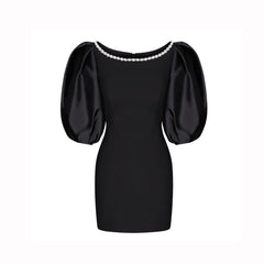 Puff Sleeves Mini Evening Dress Gown