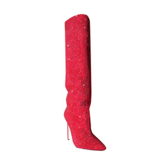 Diamante Stiletto Heel Knee High Boots