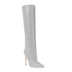 Diamante Stiletto Heel Knee High Boots