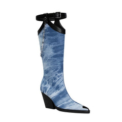 Chain Embellished Knee High Boots