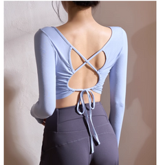 Yoga Pilates Back Cross Fitted Fitness Top