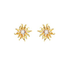 Diamante Flower Ear Studs Earrings - Pair - Small