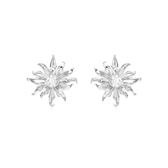 Diamante Flower Ear Studs Earrings - Pair - Large
