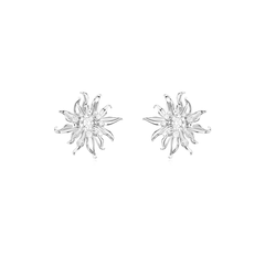 Diamante Flower Ear Studs Earrings - Pair - Small