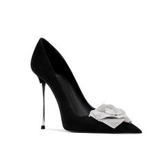Diamante Flower High Heel Pumps - 10cm
