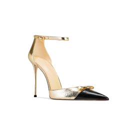 Bi-Color Ankle Strap Mid Heel Sandals - 8cm