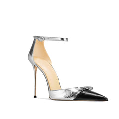 Bi-Color Ankle Strap Mid Heel Sandals - 8cm