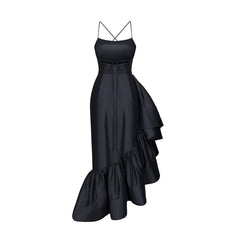 Ruffled Asymmetric Hem Evening Dress Gown