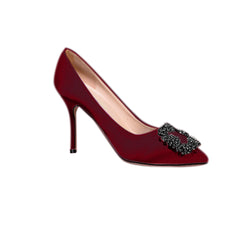 Diamante Embellished Satin Pumps - 10cm