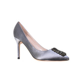 Diamante Embellished Satin High Heel Pumps - 10cm