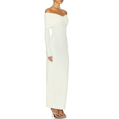 Off-Shoulder Evening Dress Gown