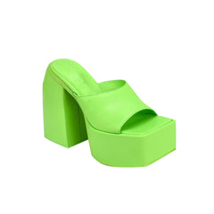 Block Heel Platform Mules Sandals