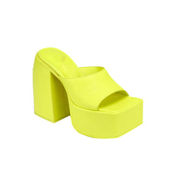 Block Heel Platform Mules Sandals