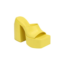 Block Heel Platform Mules Sandals