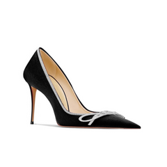Diamante Bow Mid Heel Pumps - 6cm