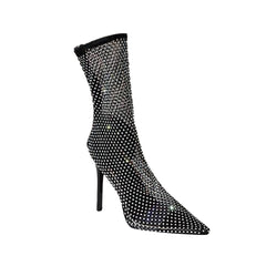 Diamante Mesh Ankle Boots - 11cm