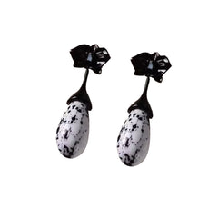 Flower And Drop Earrings - Pair