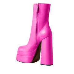 Block Heel Platform Ankle Boots