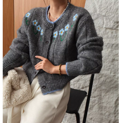 Flower Embroidery Knitwear Cardigan