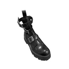 Buckled Cut Out Ankle Boots