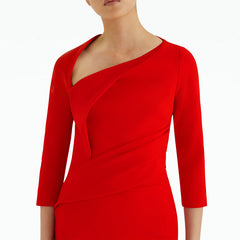 Asymmetric Neck Evening Dress Gown