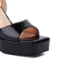 Ankle Strap Patent Leather Platform Sandals