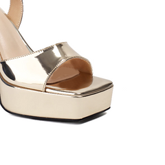 Ankle Strap Patent Leather Platform Sandals