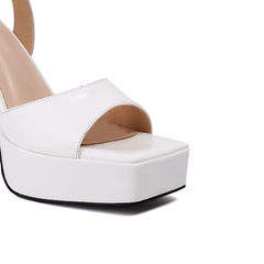 Ankle Strap Patent Leather Platform Sandals