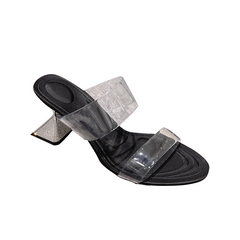Diamante PVC Mules Sandals - 8.5cm