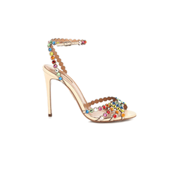 Diamante Ankle Strap Suede High Heel Sandals - 10c