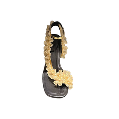 Ruffled Sculptured Heel Sandals