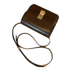 Metal Lock Leather Cross Body Bag