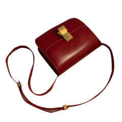 Metal Lock Leather Cross Body Bag