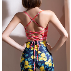 Yoga Pilates Lace Up Fitted Sports Bra