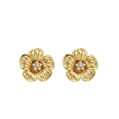 Diamante Flower Ear Studs Earrings - Pair