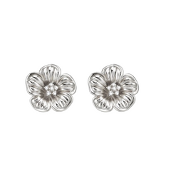 Diamante Flower Ear Studs Earrings - Pair