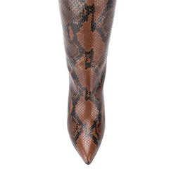 Printed Leather Knee High Boots