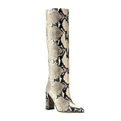 Printed Leather Knee High Boots