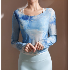 Yoga Pilates Gradient Color Fitted Fitness Top