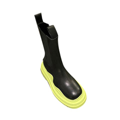 Bi-Color Leather Ankle Boots