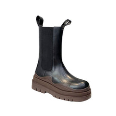 Basic Bi-Color Leather Ankle Boots