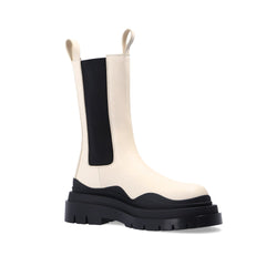 Bi-Color Leather Ankle Boots