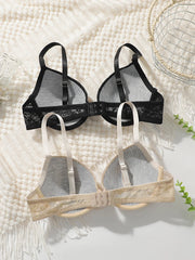 2-piece set of women's sexy embroidered lace lingerie