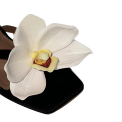 Flower Kitten Heel Mules Sandals