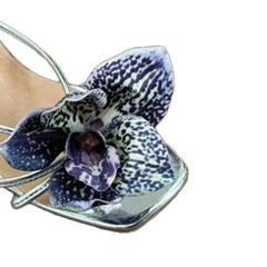 Flower Kitten Heel Mules Sandals