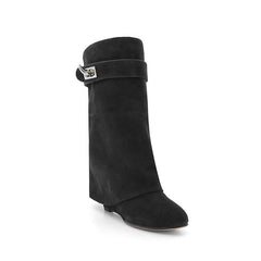 Suede Wedged Heel Ankle Boots