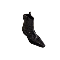 Leather Western Crow Ankle Boots